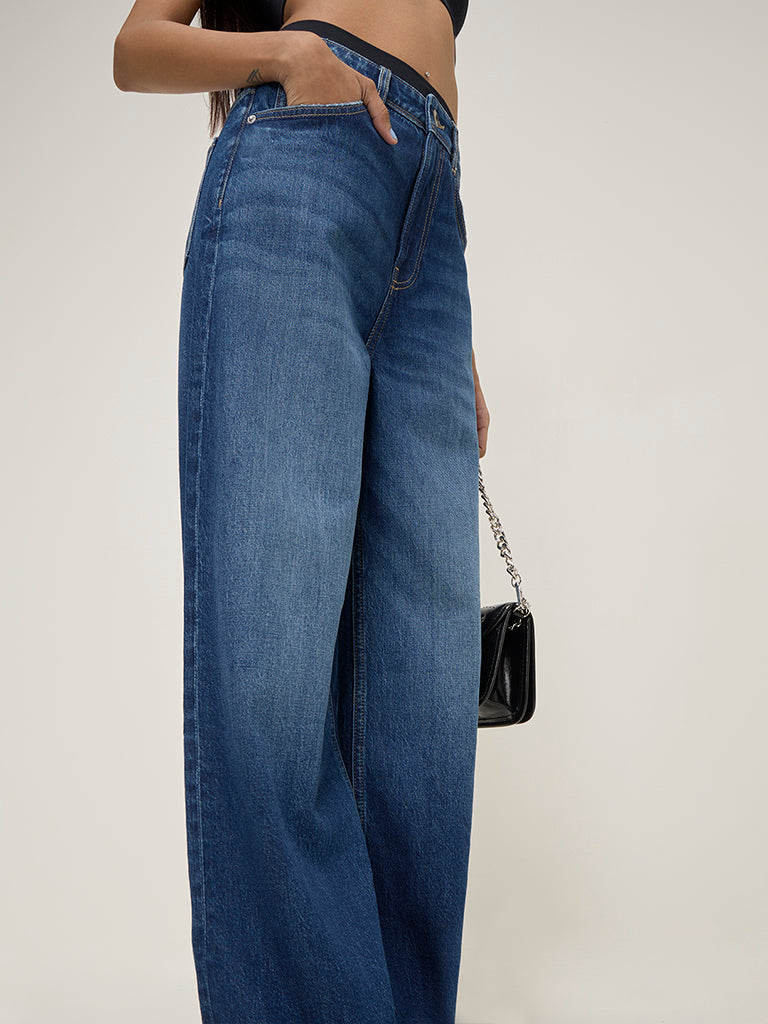 Nuon Blue Straight-Fit High-Rise Jeans