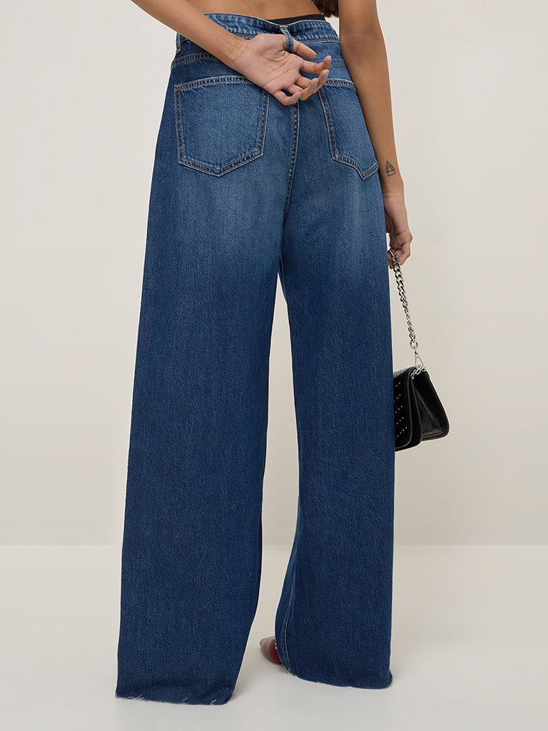 Nuon Blue Straight-Fit High-Rise Jeans