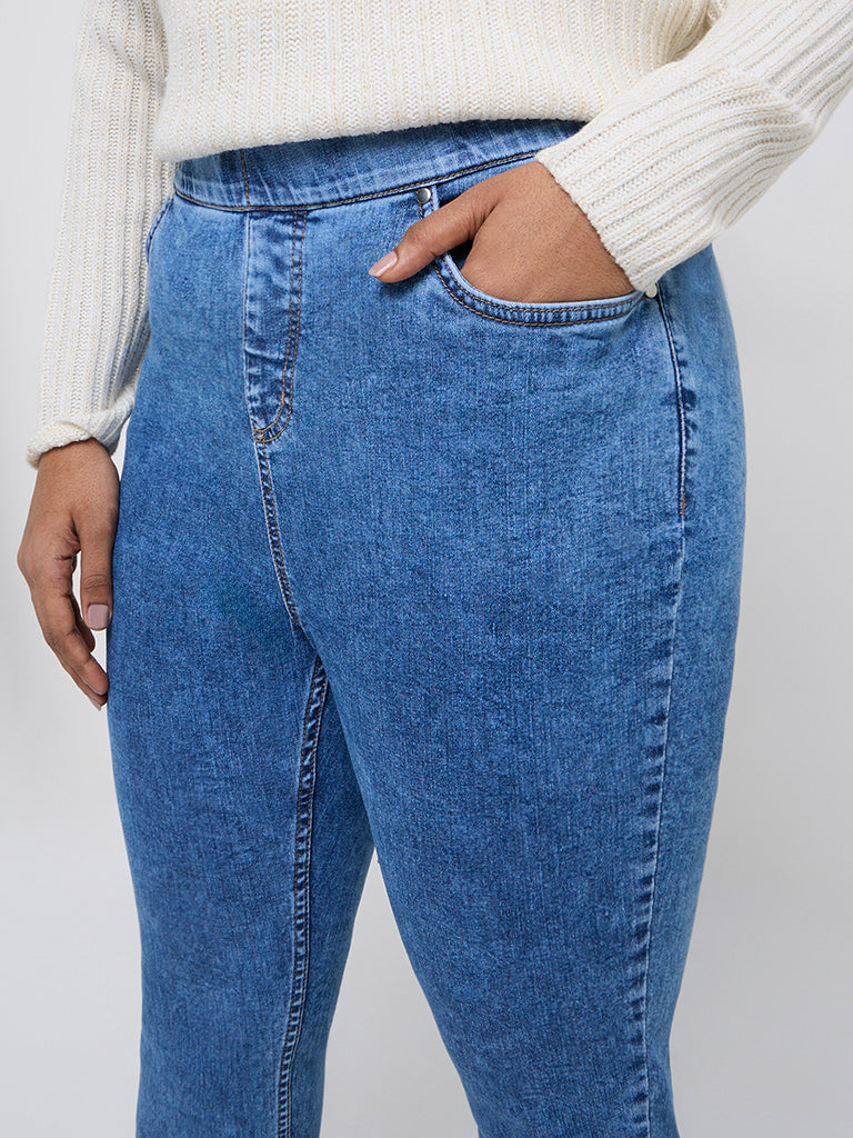Gia Light Blue High-Rise Cotton-Blend Jeggings