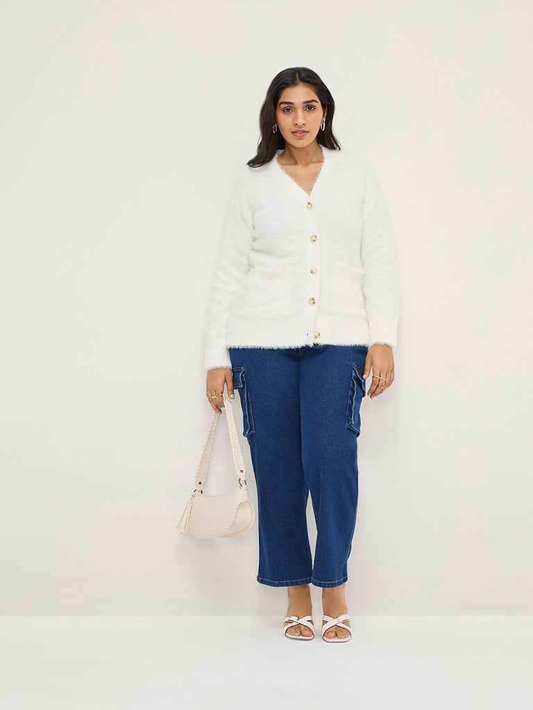 Gia Dark Blue Cargo-Style Straight - Fit High - Rise Jeans