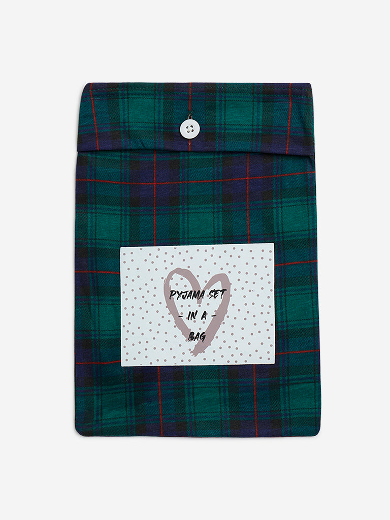 Westside HOP Kids Green Christmas-Themed Cotton Pyjamas Set In A Bag for Casual Wear Pack View