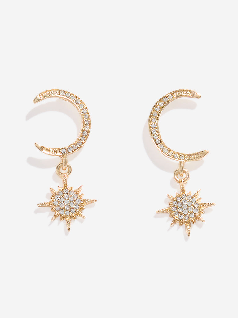Westside Accessories Gold Star Moon Earrings