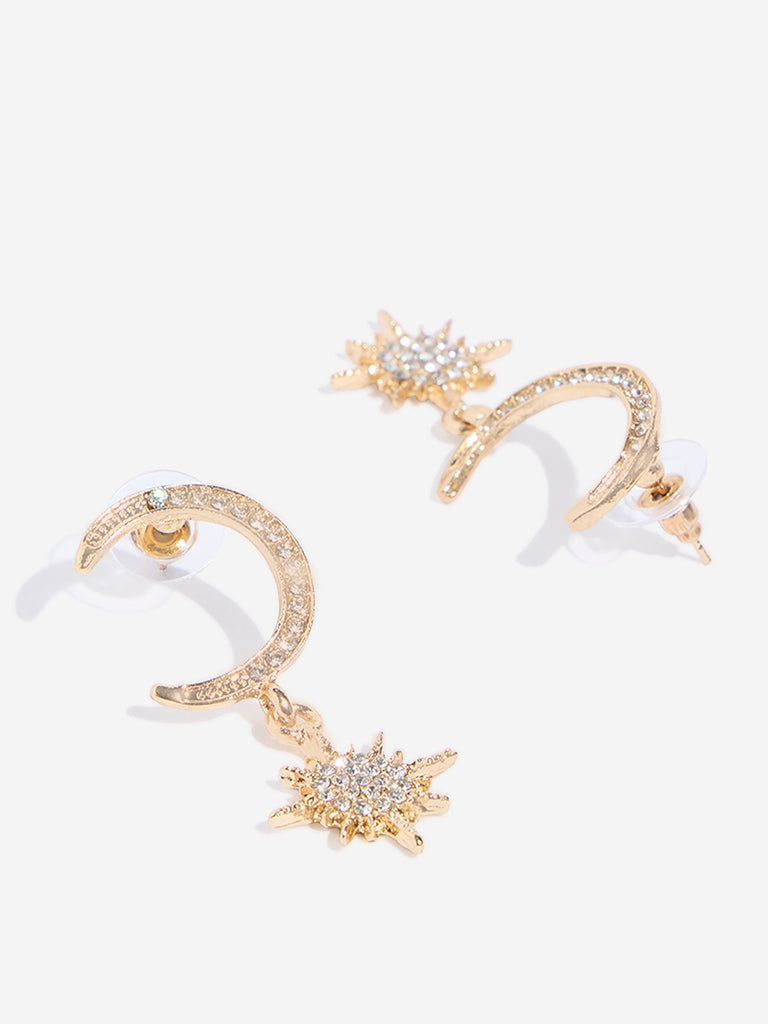Westside Accessories Gold Star Moon Earrings