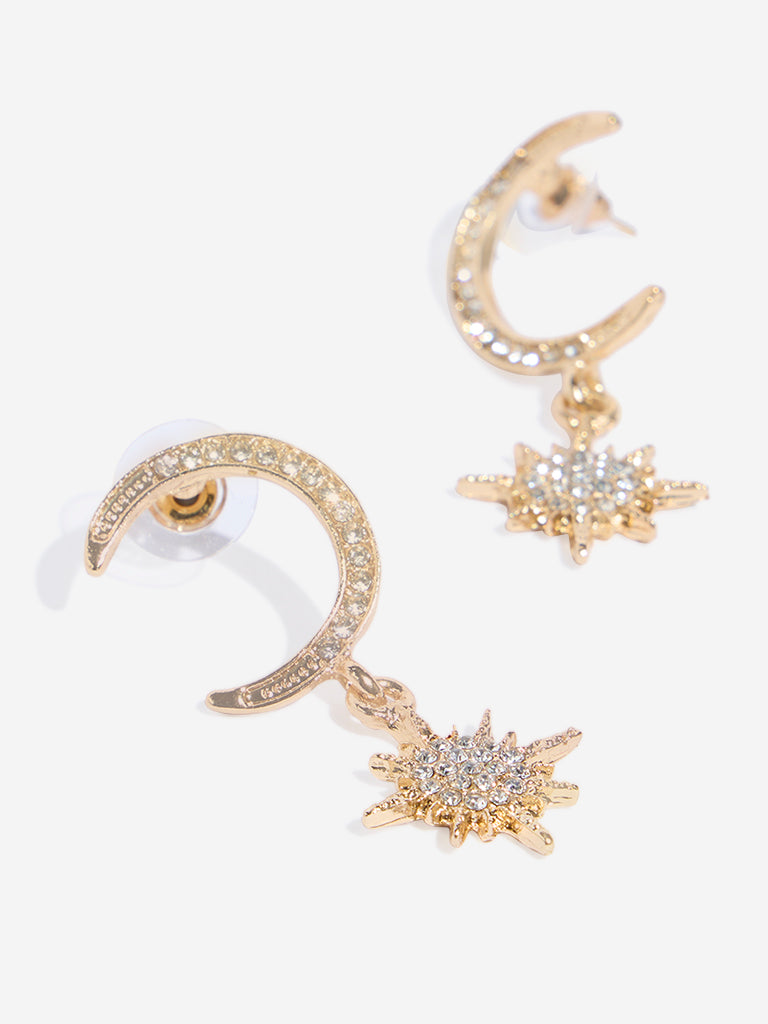 Westside Accessories Gold Star Moon Earrings