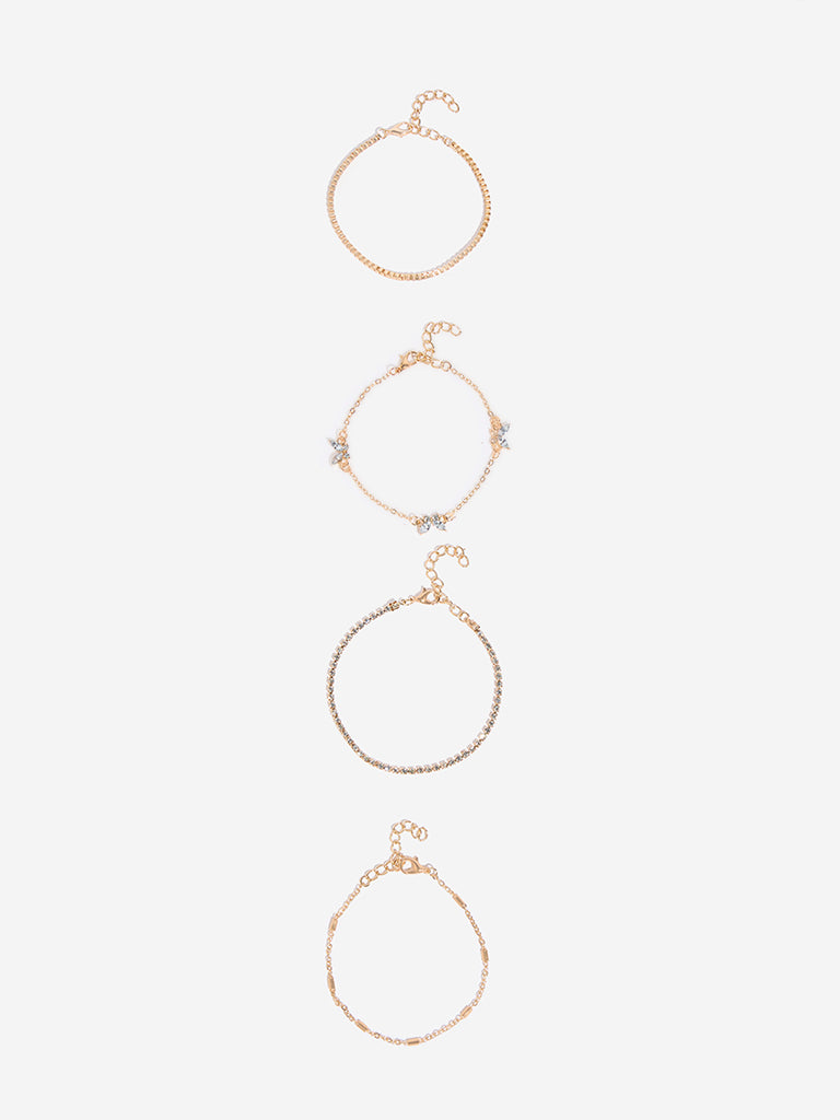 Westside Accessories Gold Butterfly Stackable Bracelets - Pack of 4