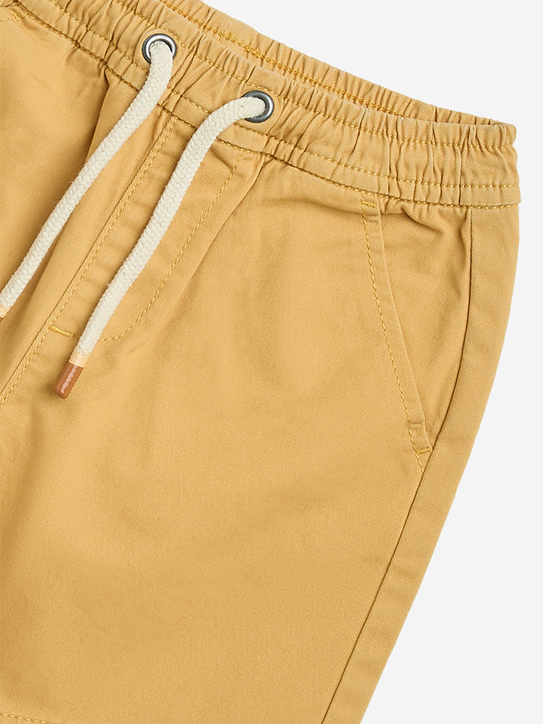Westside HOP Kids Mustard Mid-Rise Cotton-Blend Shorts for Casual Wear Zoomed View