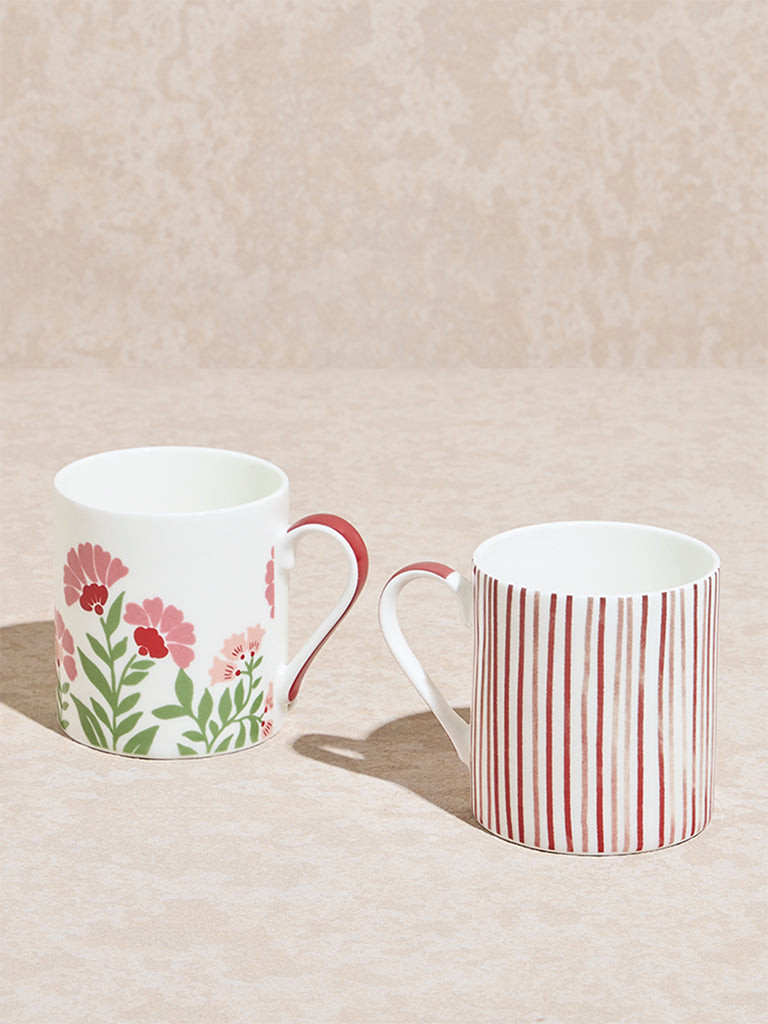 Westside Home Red Printed Large Mugs (Set of 2)