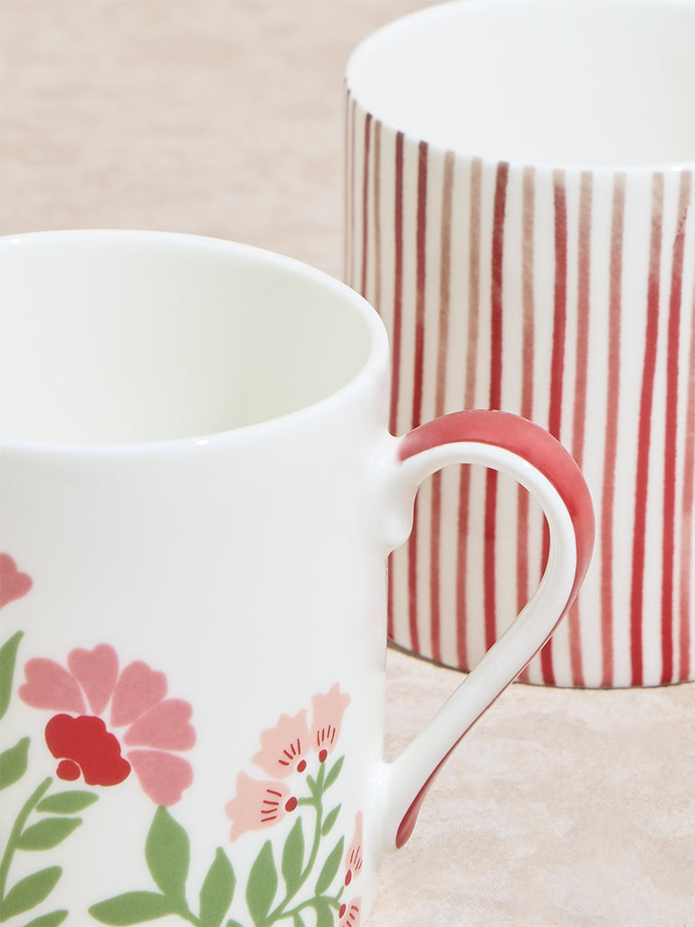 Westside Home Red Printed Large Mugs (Set of 2)
