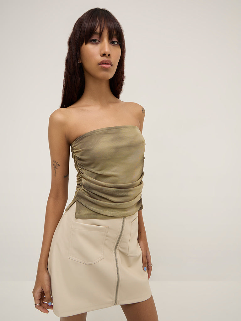 Nuon Sage Tie-Dye Design Tube Top