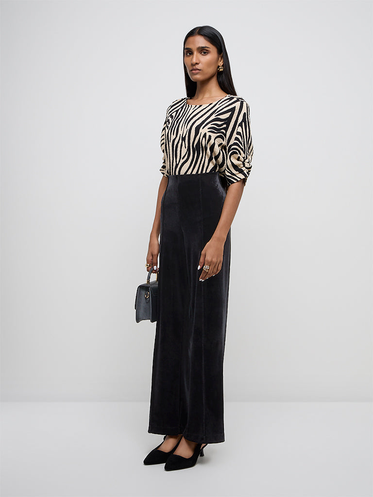 Wardrobe Beige & Black Animal Printed Top
