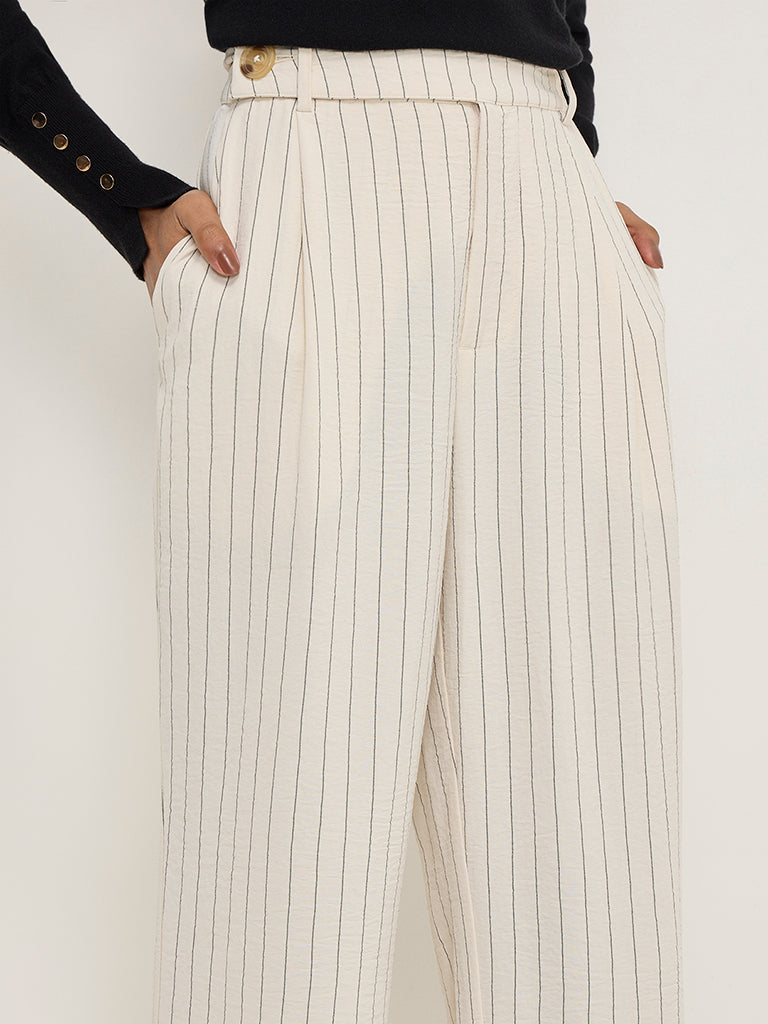 Wardrobe Off-White Pinstriped High-Rise Trousers