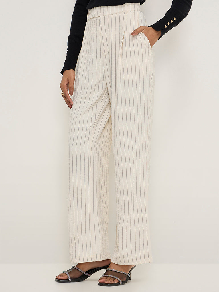 Wardrobe Off-White Pinstriped High-Rise Trousers