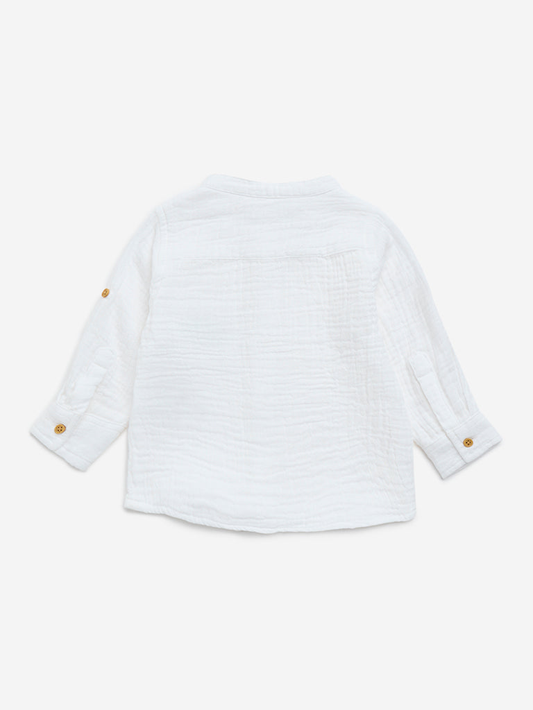 HOP Baby White Crinkle-Textured Cotton Shirt