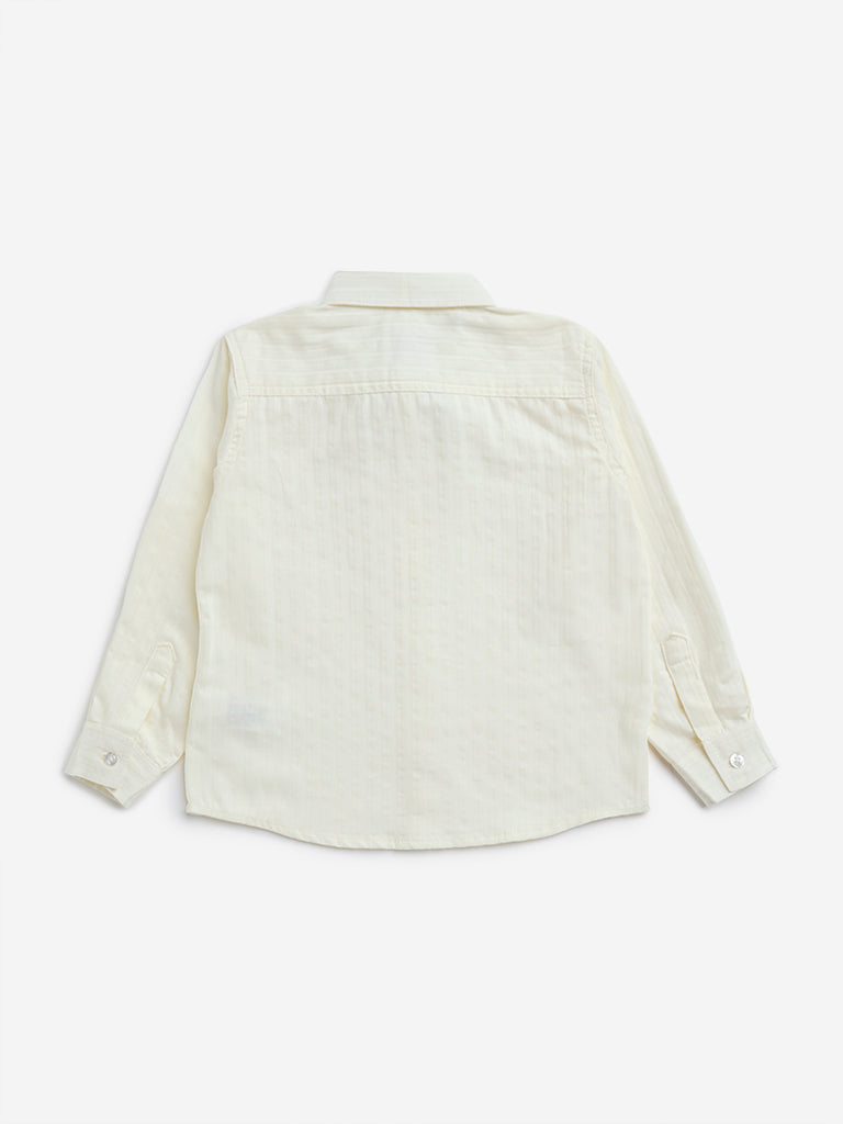 HOP Kids Off-White Bow Designed Cotton Shirt