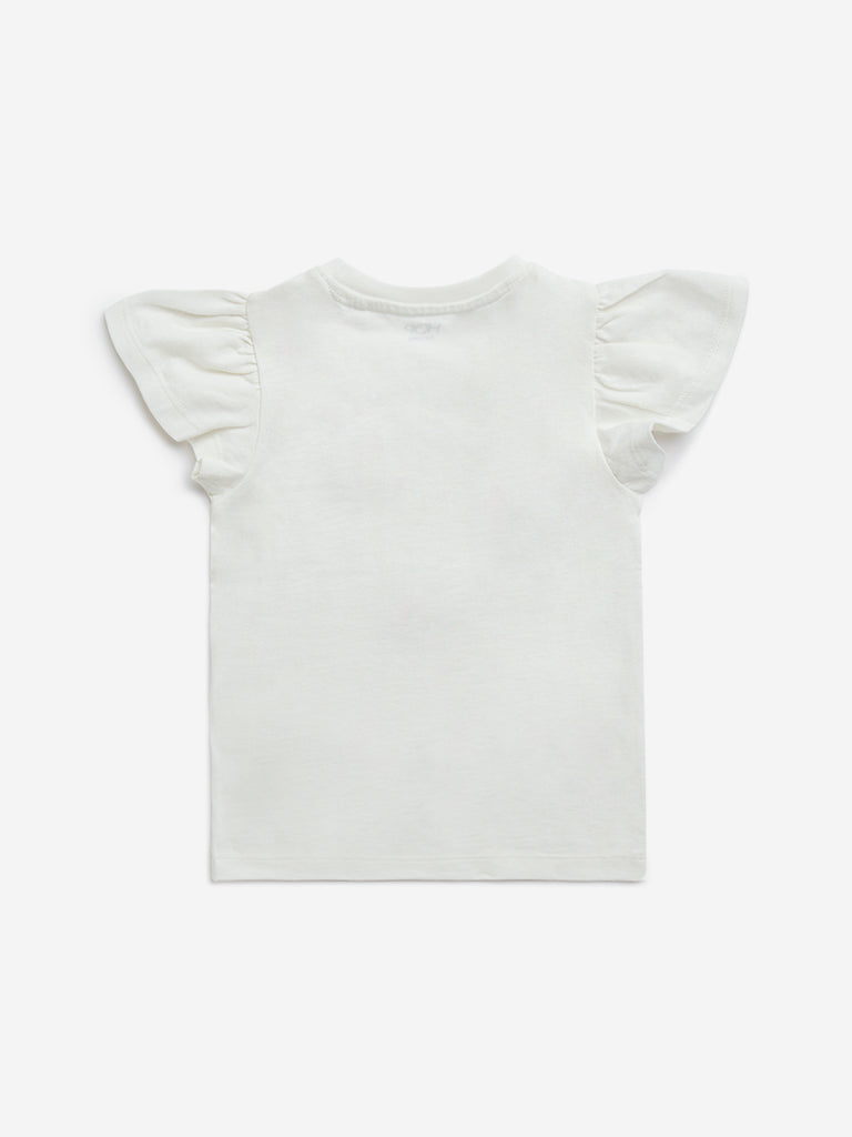 HOP Kids Off-White Applique-Detailed Cotton T-Shirt