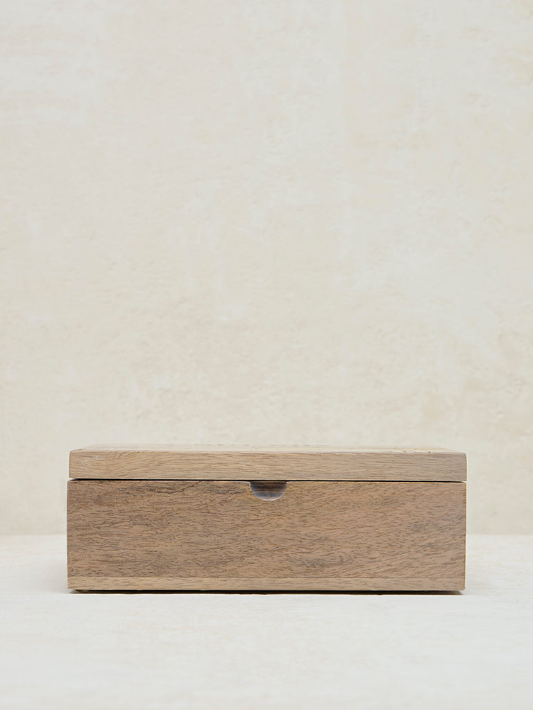 Westside Home Light Brown Leaf Design Nut Box