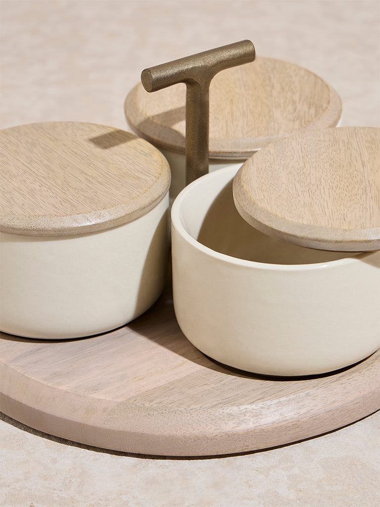 Westside Home Beige Marble Chutney Bowl (Set of 3)