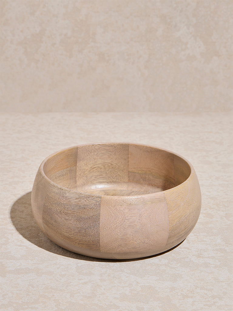 Westside Home Beige Wooden Bowl - Medium