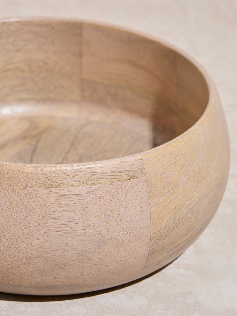 Westside Home Beige Wooden Bowl - Medium