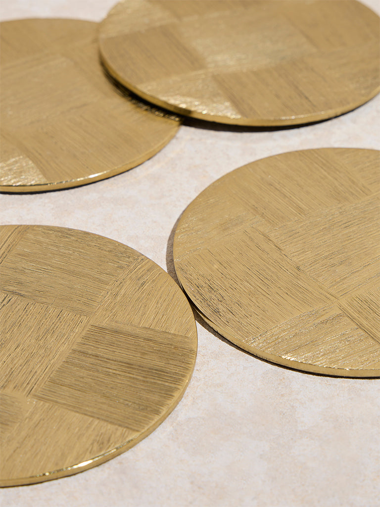Westside Home Gold Self -Checkered Coasters (Set of 4)