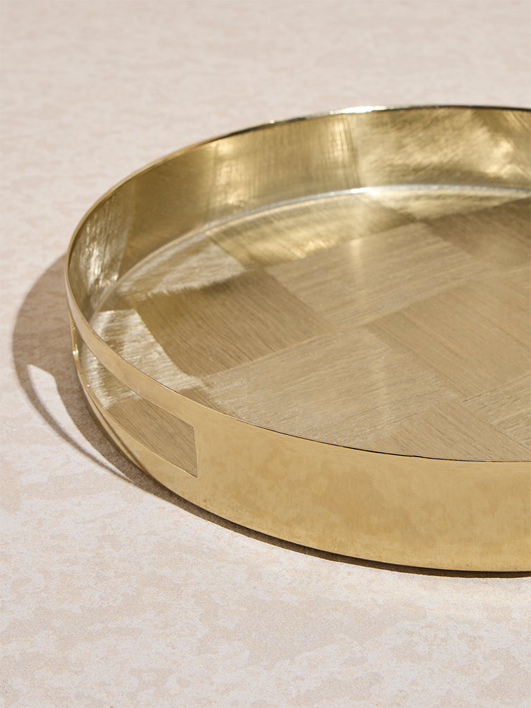 Westside Home Gold Self -Checkered Serving Tray