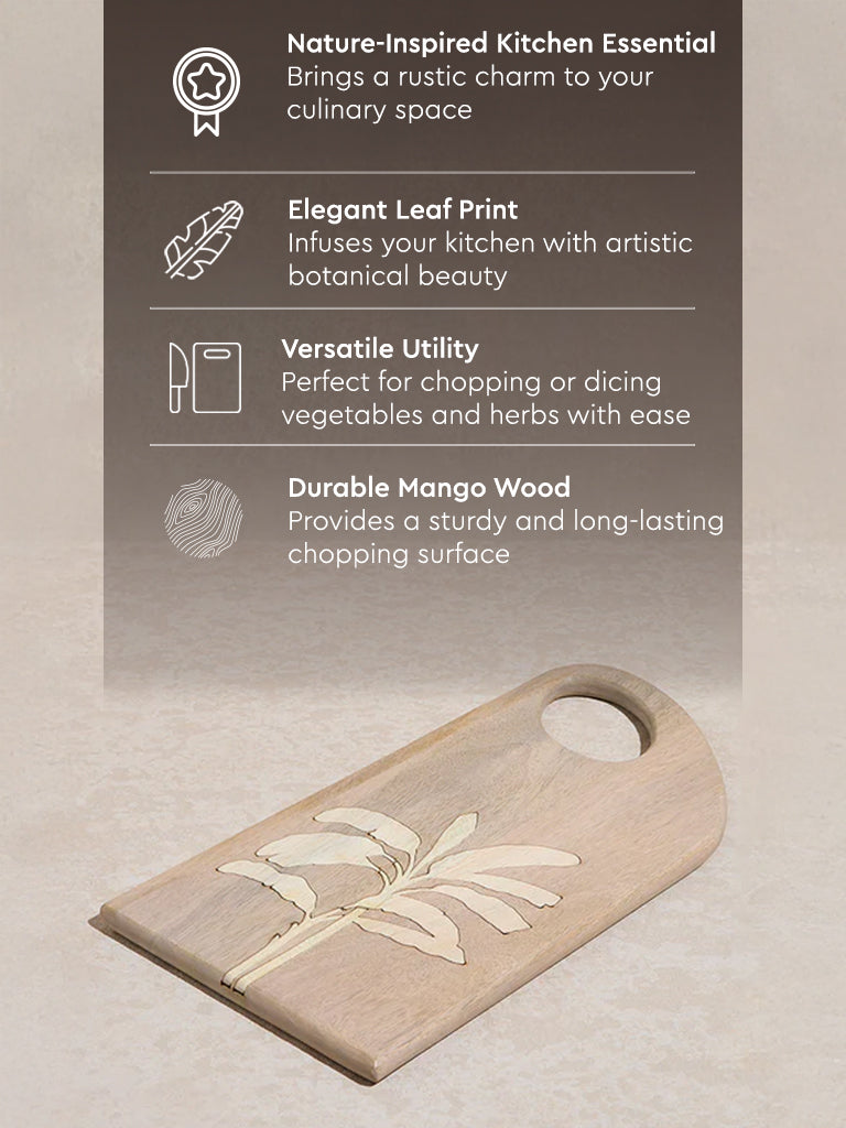 Westside Home Beige Leaf Printed Wooden Chopper