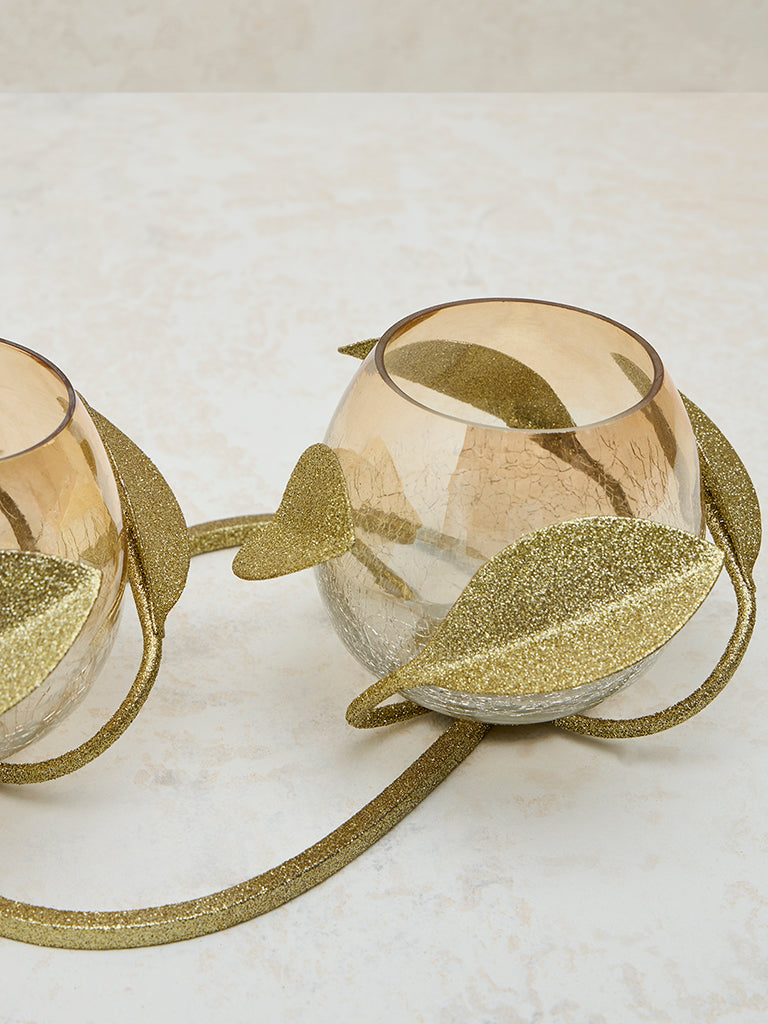 Westside Home Gold Leaf Design Tealight Candle Holder