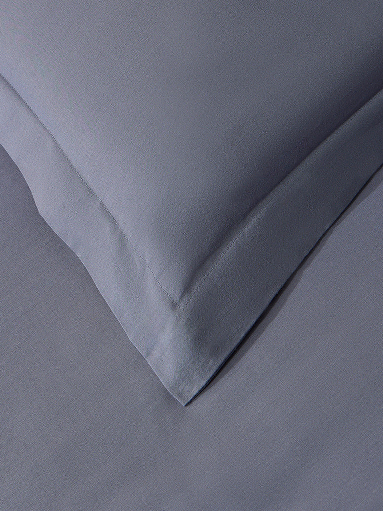 Westside Home Dark Grey Solid King Bed Fitted Sheet and Pillowcase Set