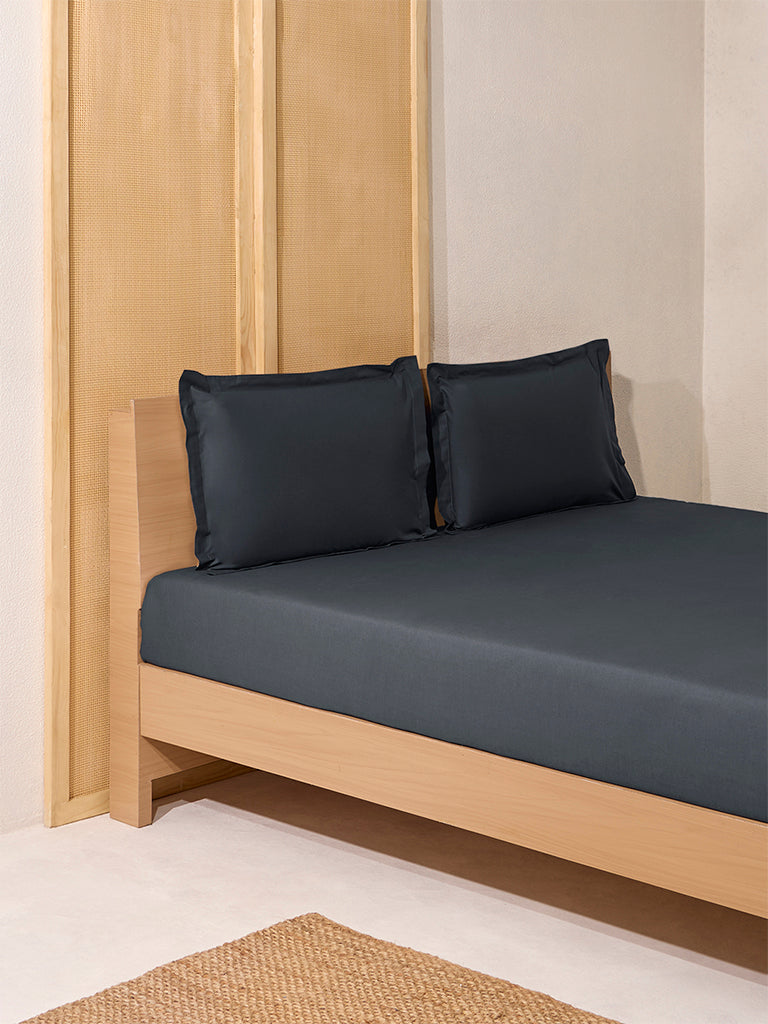 Westside Home Charcoal Solid Queen Bed Flat Sheet and Pillowcase Set