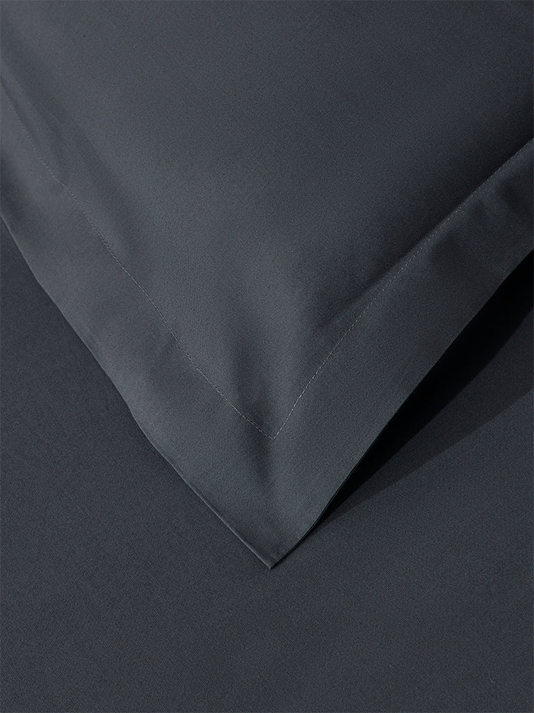 Westside Home Charcoal Solid Queen Bed Flat Sheet and Pillowcase Set