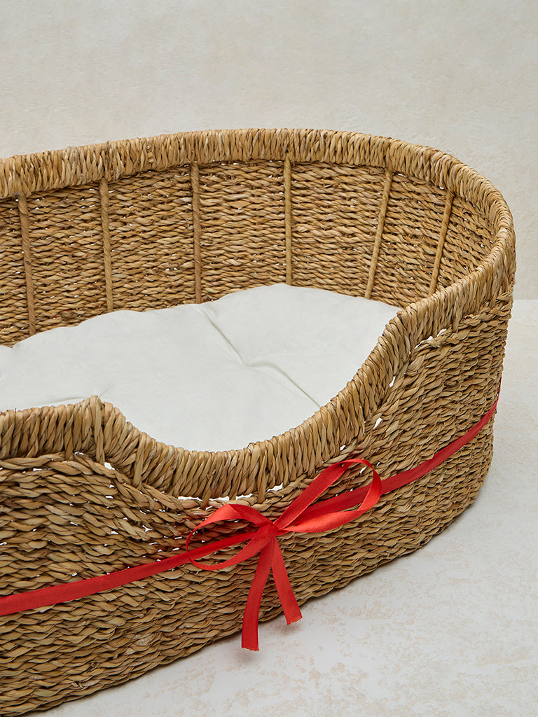 Westside Home Beige Seagrass Pet Bed - Large