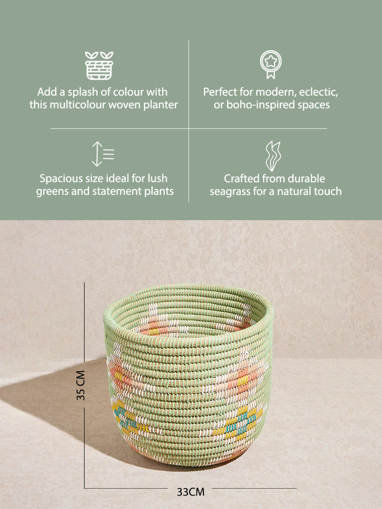 Westside Home Multicolour Woven Textured Planter- Large