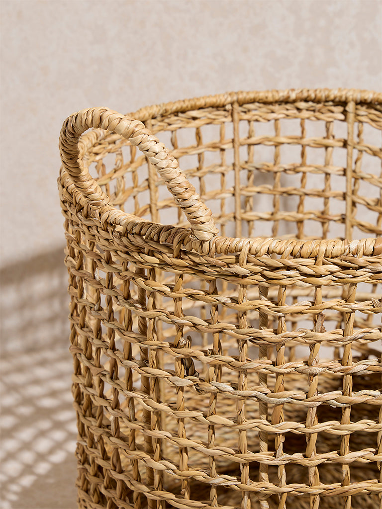 Westside Home Brown Woven Textured Bucket Basket
