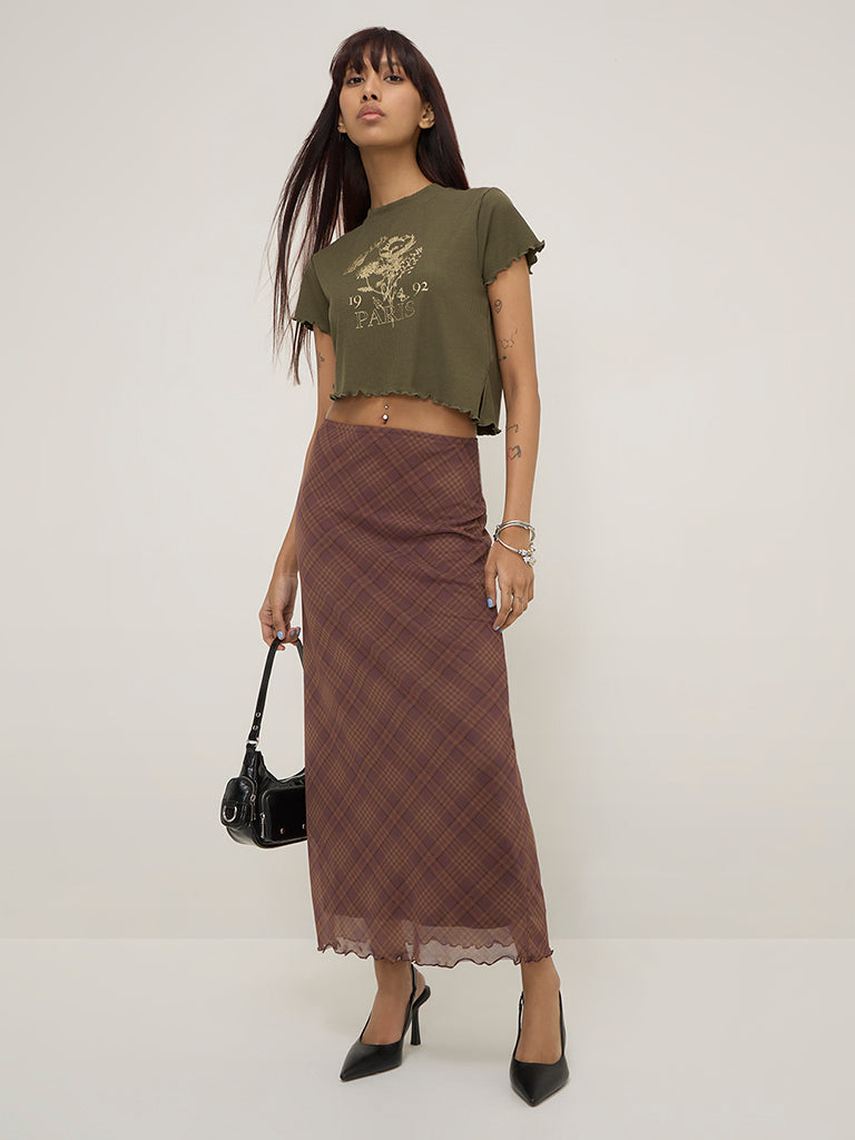 Nuon Olive Ribbed Top