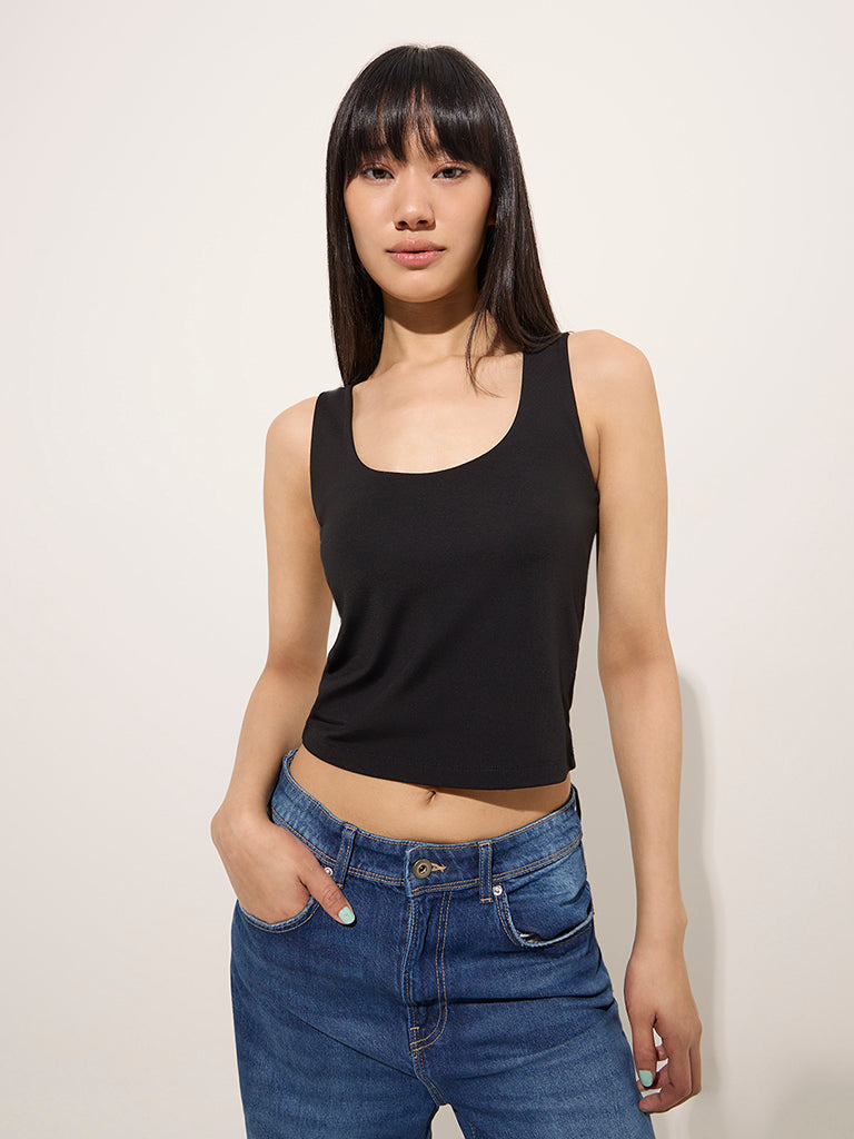 Nuon Black Solid Tank Top