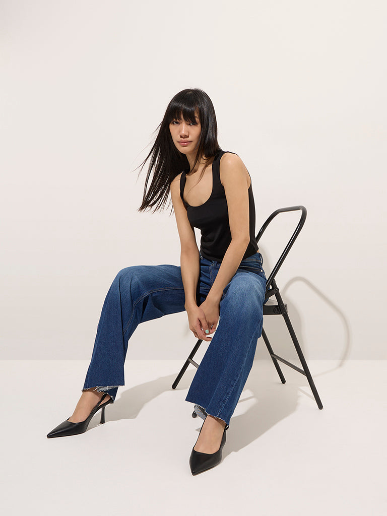 Nuon Black Solid Tank Top