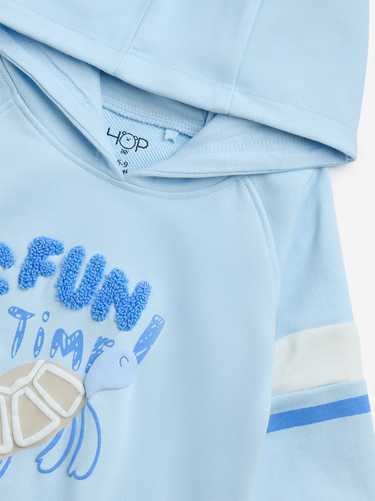 Westside HOP Baby Boy's Blue Text Design Cotton-Blend Hoodie for Winter Wear Zoomed View