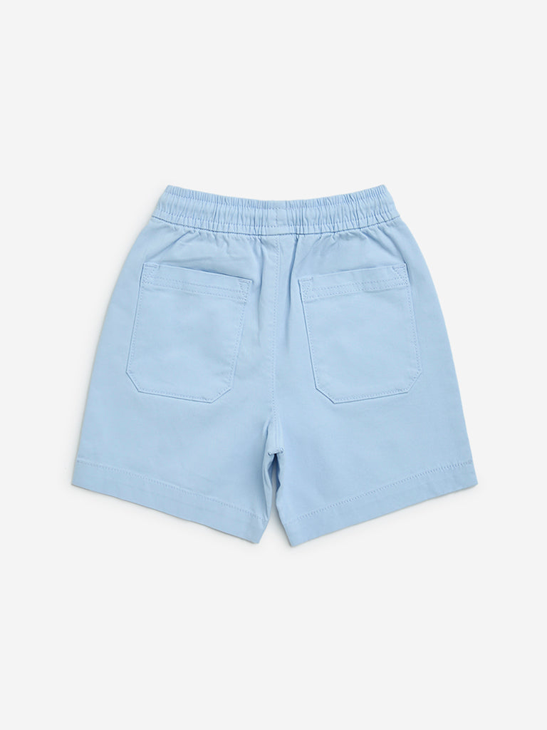 HOP Kids Light Blue Mid-Rise Cotton Shorts