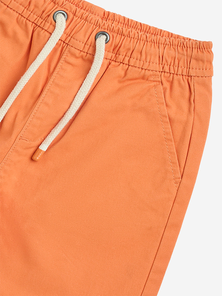 Westside HOP Kids Orange Mid-Rise Cotton-Blend Shorts for Casual Wear Zoomed View