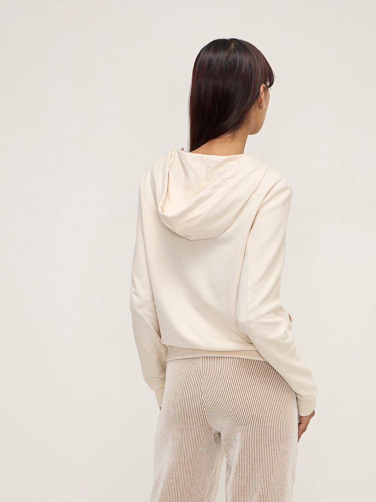 Studiofit Beige Cotton Hoodie