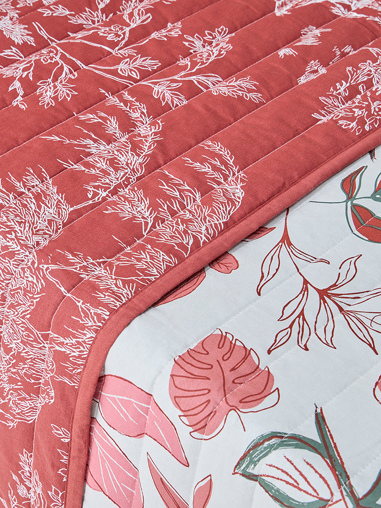 Westside Home Rust Toile Printed Queen Bed Quilted Comforter