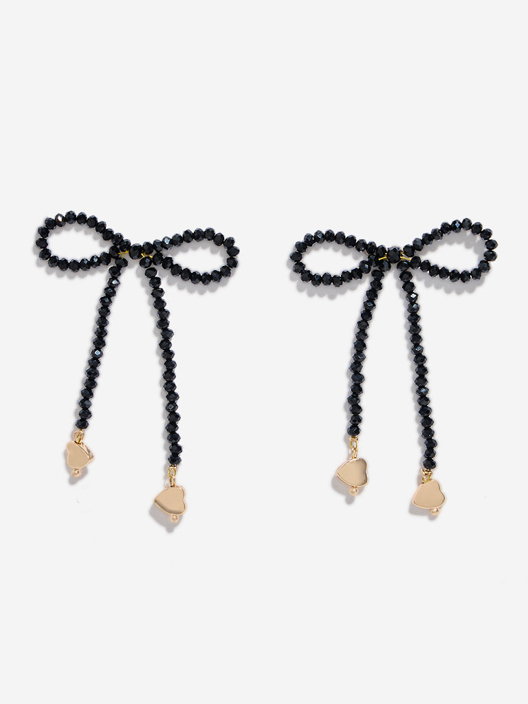 Westside Accessories Black Beaded Bow Earrings