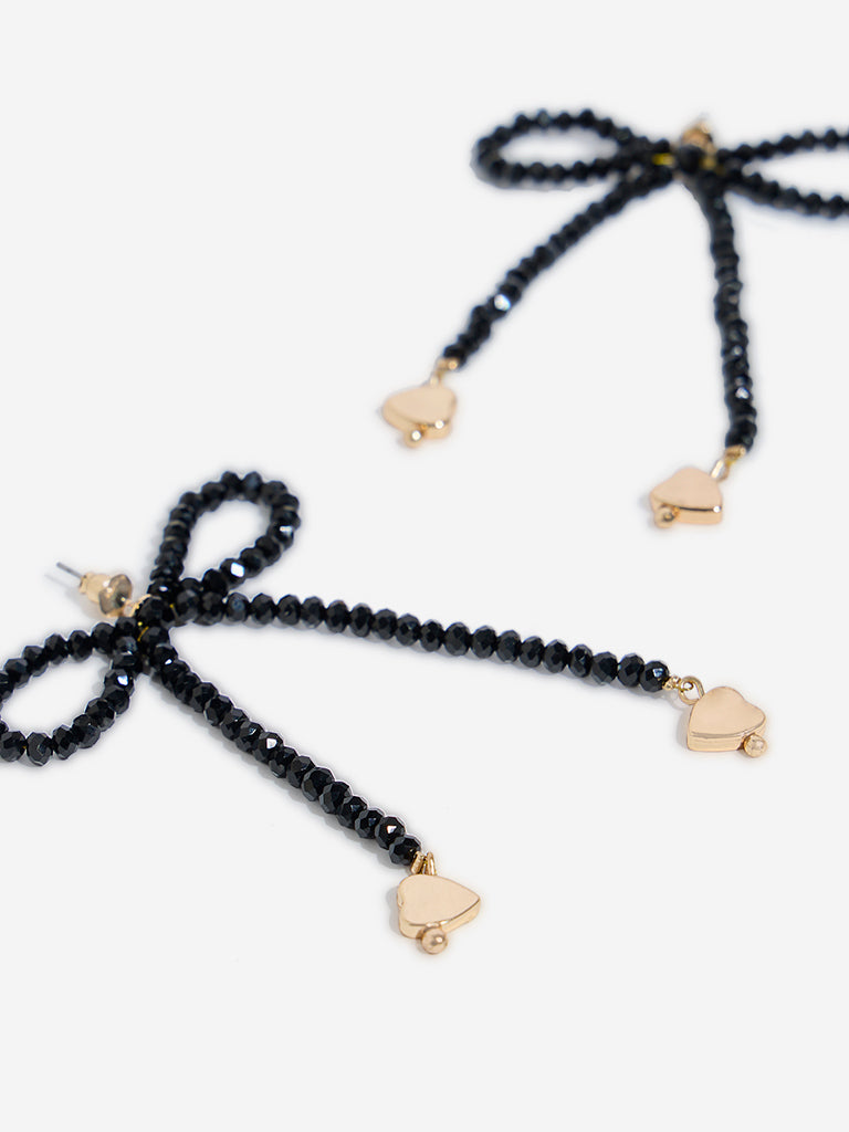 Westside Accessories Black Beaded Bow Earrings