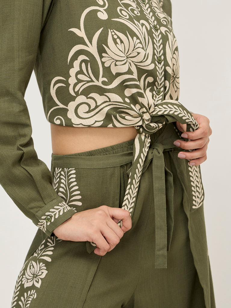 LOV Olive Floral Printed Top