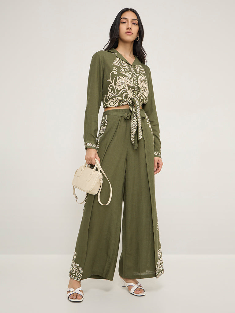 LOV Olive Floral Printed Top
