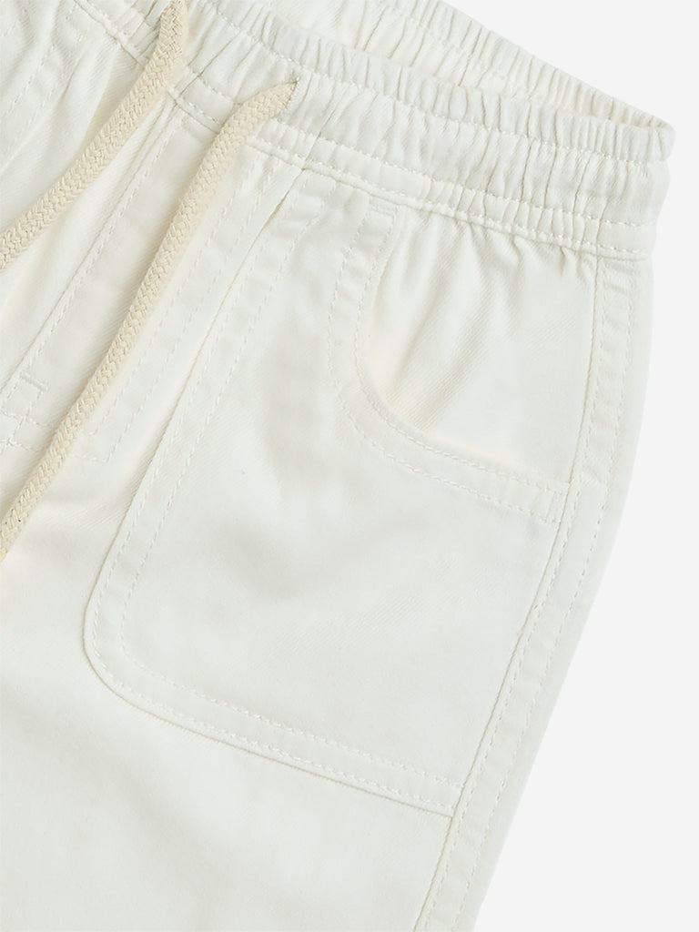 Westside HOP Boys' Kids White Mid-Rise Cotton Shorts for Casual Wear Zoom View