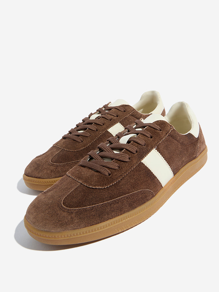 Westside SOLEPLAY Men's Brown Suede Leather Lace-Up Sneakers for Casual Wear Zoomed View