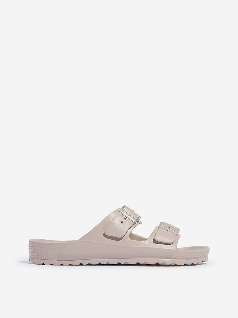 Westside LUNA BLU Women's Dusty Pink Double Band Slip-On Sandals Side View