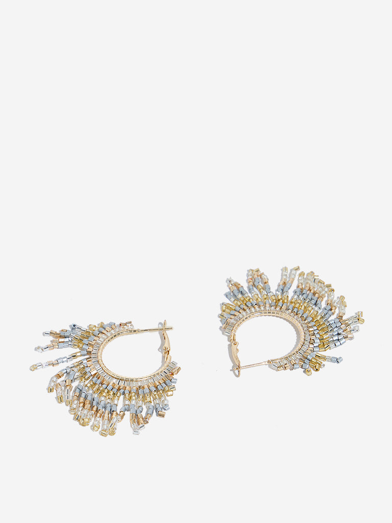 Westside Accessories Gold and Silver Fringe Hoop Earrings