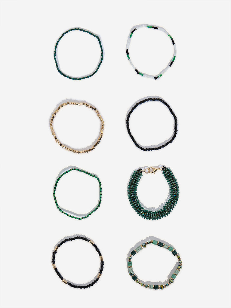 Westside Accessories Green Stackable Beaded Bracelet